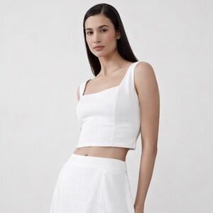 Banana Republic White Linen Blend Crop Tank Top Size 4